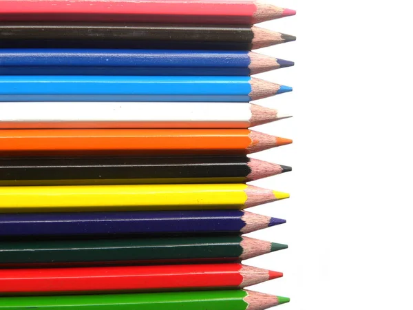 Crayons Couleur Sur Fond Blanc — Photo