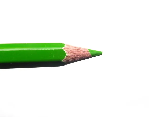 Zielony Kolor Ołówek Białym Tle — Zdjęcie stockowe