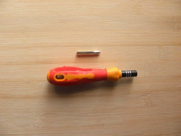 Small Yellow Precision Screwdriver Steel Bit — Stock Photo, Image