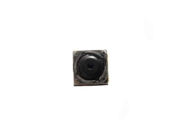 Small Mobile Phone Camera Module Component White Background — Stock Photo, Image