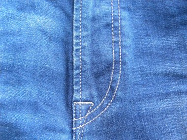 Dikiş, fermuar, mavi renkli kot pantolon.