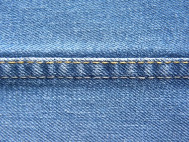 Mavi kot pantolona çift katlı dikiş