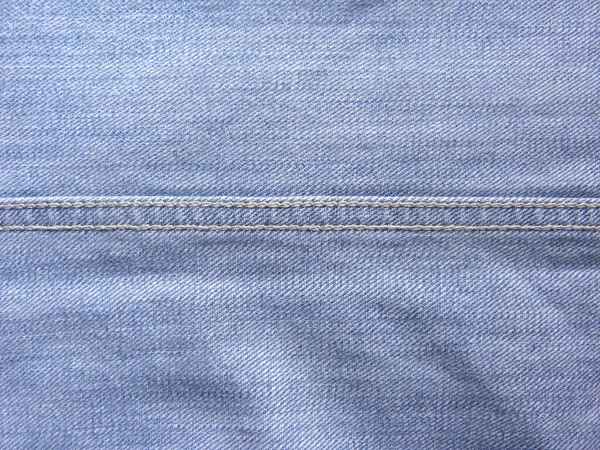 Doppelte Nadelketten Nähte Auf Hellblauen Jeans — Stockfoto