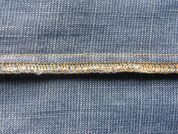Overlock Stitches Blue Color Denim Jeans — Stock Photo, Image