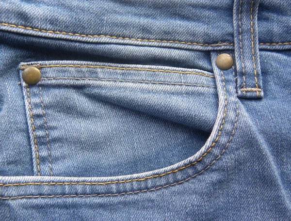 Saku Depan Celana Jeans Denim Biru — Stok Foto