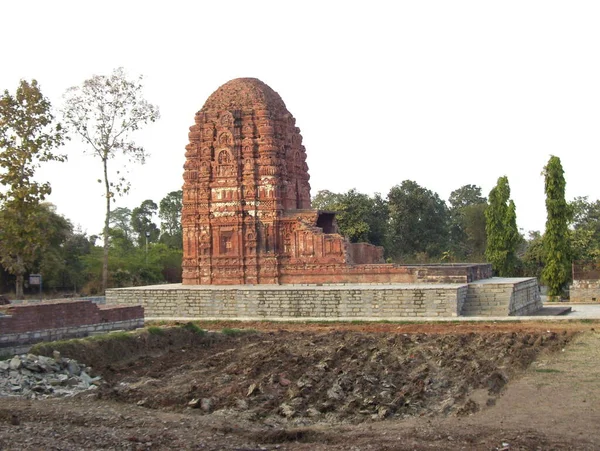 Antiga Cor Vermelha Acastanhada Lakshmana Tijolo Templo — Fotografia de Stock