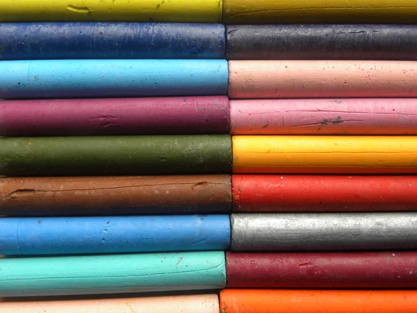 Beaucoup Bâtons Pastel Huile Colorés Empilés Ensemble — Photo