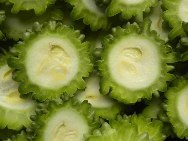 Groene Witte Kleur Gesneden Gesneden Bittere Kalebas — Stockfoto