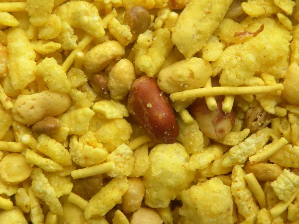 Gele Kleur Indiase Kruidige Snack Namkeen Mengsel — Stockfoto