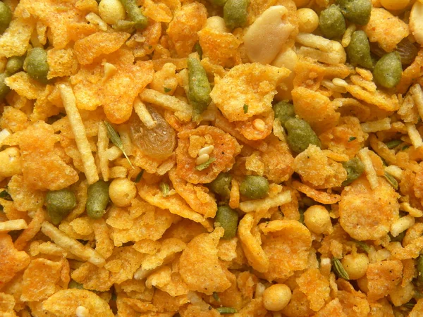 Indiano Spuntino Piccante Namkeen Miscela Con Cornflakes Fritti — Foto Stock