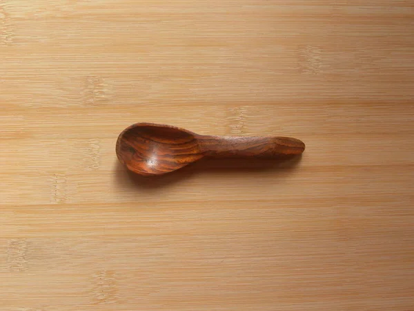 Small Brown Wooden Spoon Kept Table — Stock Photo, Image