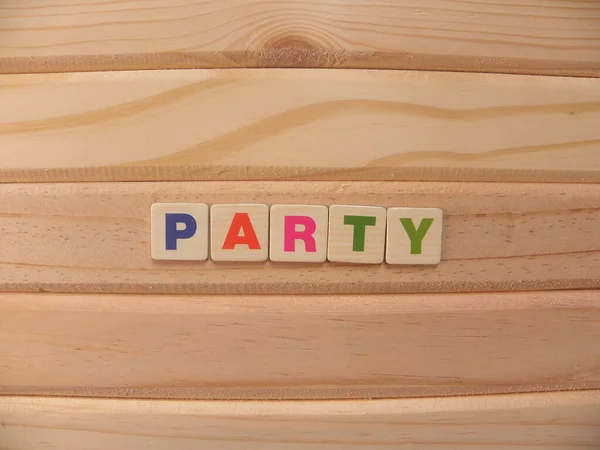 Word Party Wood Background — Stock Photo, Image