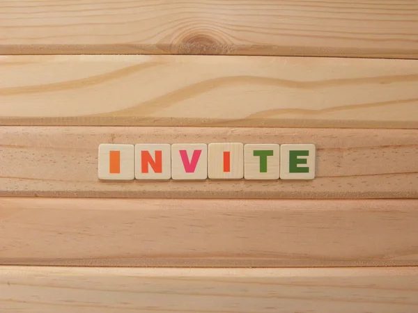 Word Invite Wood Background — Stock Photo, Image