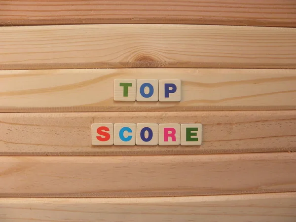 Word Top Score Houten Achtergrond — Stockfoto