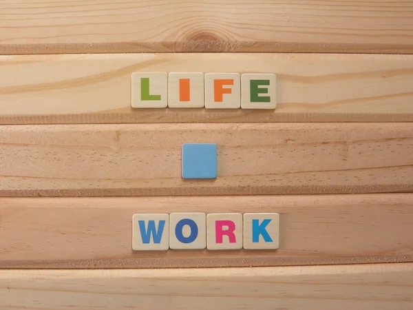 Life Work Balance Concept Word Life Work Wood Background — Stok Foto