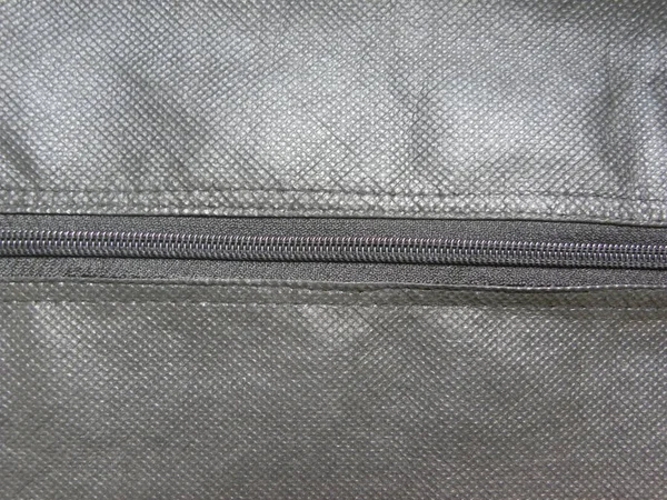 Κλειστό Φερμουάρ Γκρι Δερμάτινη Τσάντα — Φωτογραφία Αρχείου