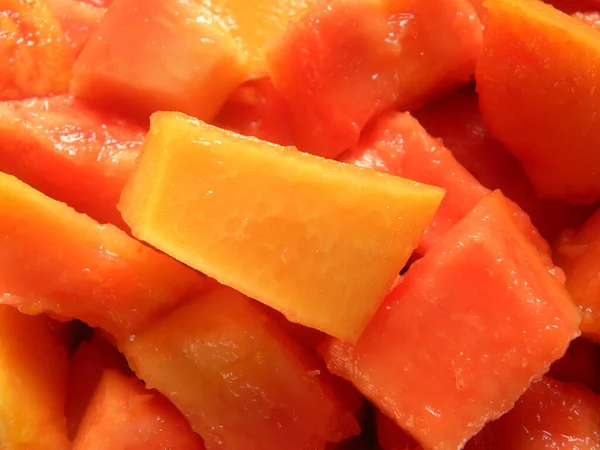 Color Naranja Cortado Cubitos Fruta Madura Papaya — Foto de Stock