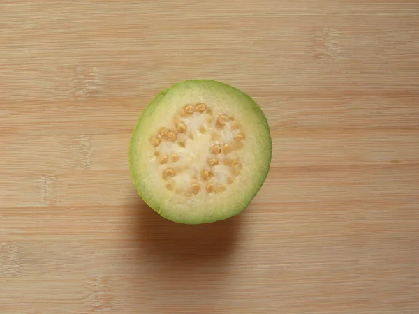 Snijd Groene Witte Kleur Rijp Verse Guava Fruit Psidium Guajava — Stockfoto