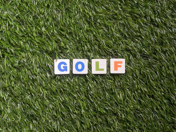 Word Golf Auf Faux Green Grass Background — Stockfoto