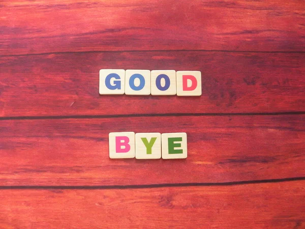 Word Good Bye Wood Background — Stock Photo, Image