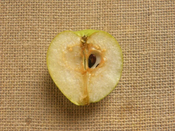 stock image Cut cross section detail of white color sliced ripe Indian pear fruit