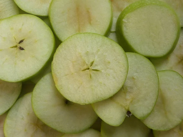 Порізаний Зелений Колір Достигає Бабні Сміт Яблуко — стокове фото