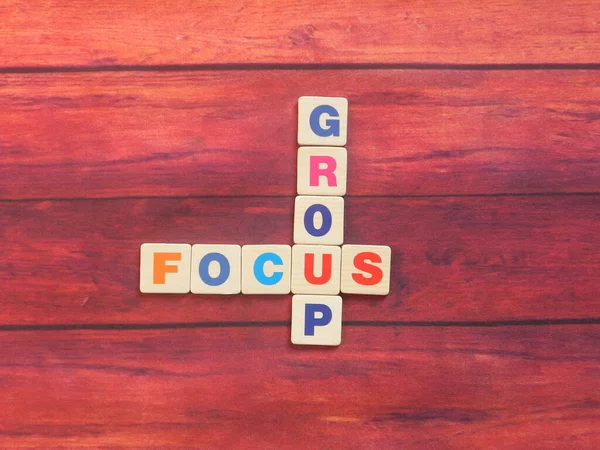 Word Focus Group Arranged Wood Background — Stock Photo, Image