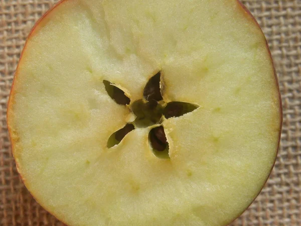 Corte Detalhe Seção Transversal Fruta Maçã Shimla Madura — Fotografia de Stock