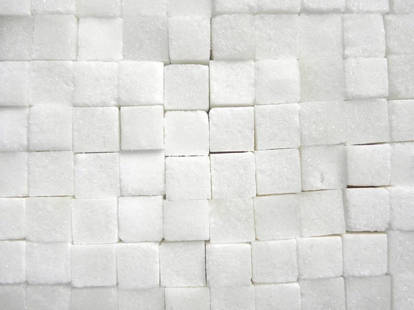 White Color Granulated Sugar Cubes Stacked — Stock Photo, Image