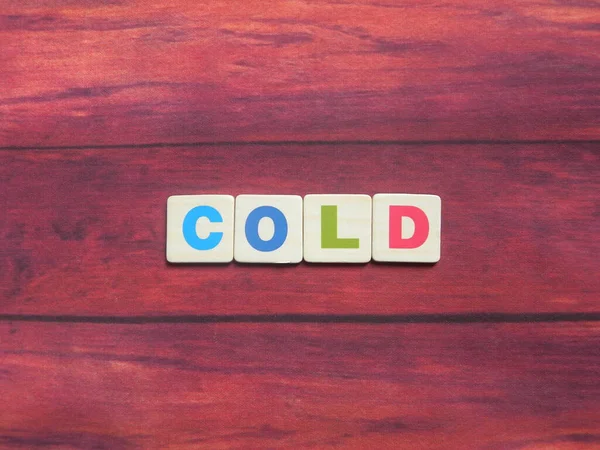 Word Cold Wood Background — Stock Photo, Image