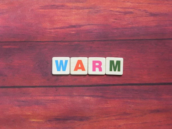 Wort Warm Auf Holz Hintergrund — Stockfoto