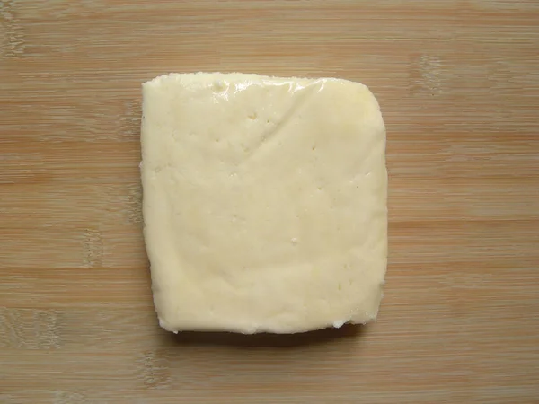Yellow Color Raw Fresh Paneer Cheese — Stock Photo, Image