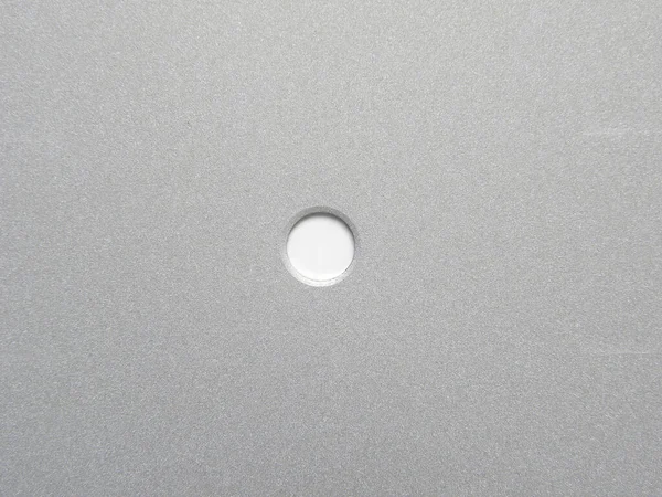 Серый Цвет Алюминиевого Металла Текстурированный Фон Отверстием Центре — стоковое фото