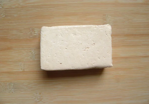 Witte Kleur Rauw Geheel Vers Tofu Blok — Stockfoto