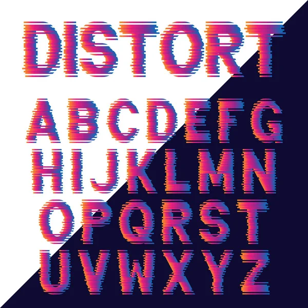 Letras Decorativas Del Alfabeto Con Efecto Fallo Electrónico Diseño Fuente — Vector de stock