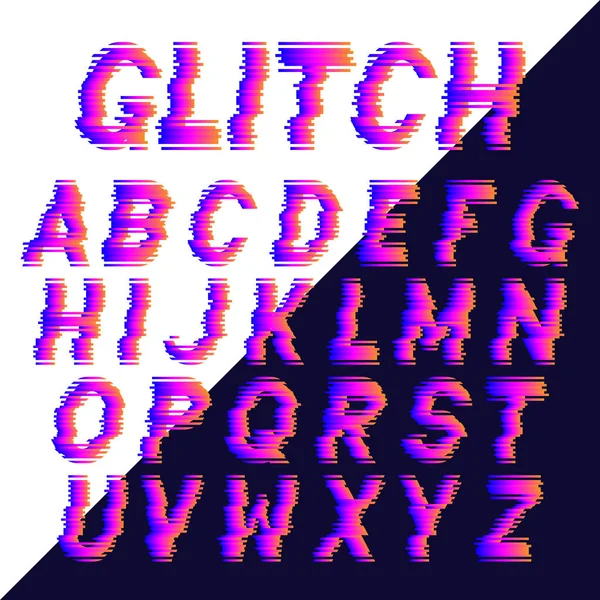 Decoratieve Alfabet Letters Met Elektronische Storing Effect Vector Lettertype Design — Stockvector