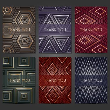 6 kart şablonları geometrik desenli topluluğu. Düğün, evlilik, kaydetmek tarihi kartları, Davetiyeler, selamlar.