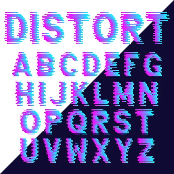 Letras Decorativas Del Alfabeto Con Efecto Glitch Diseño Fuente Vectorial — Vector de stock
