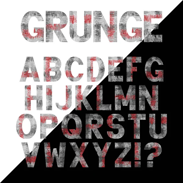 Conjunto de letras con efecto grunge. Símbolos de alfabeto gráfico vectorial en estilo graffiti . — Vector de stock