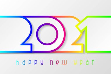 Renkli kağıtlardan sayılar kesilmiş 2021 yılbaşı posterin kutlu olsun. Kış tatili tebrikleri ya da davetiyeler. Beyaz arkaplanda vektör illüstrasyonu.