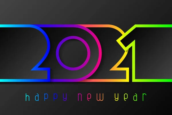 Happy New Year 2021 Poster Numbers Cut Out Colored Paper — Stock Vector