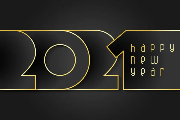 Новым 2021 Годом Плакат Цифры Вырезаны Черной Бумаги Золотом Зимние — стоковый вектор