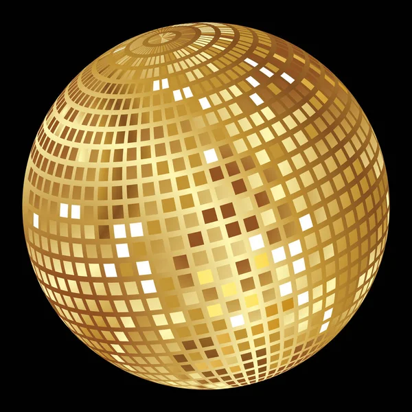 Espelho Bola Disco Dourado Fundo Preto Vector Gráfico —  Vetores de Stock