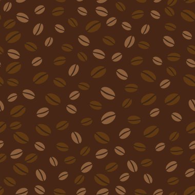 Kahverengi zemin üzerinde kusursuz kahve çekirdeği deseni. Vektör grafiği..