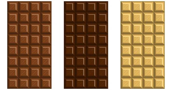 Tafeln Mit Milch Schwarzer Und Weißer Schokolade Vektorgrafik — Stockvektor
