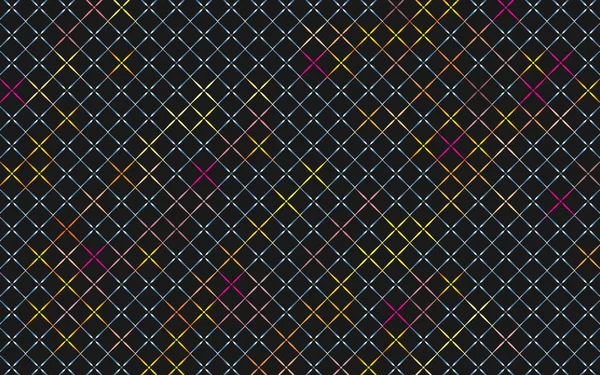 Geometrischer Hintergrund Aus Einem Abstrakten Netzmuster Verschiedenen Farben Auf Schwarzem — Stockvektor