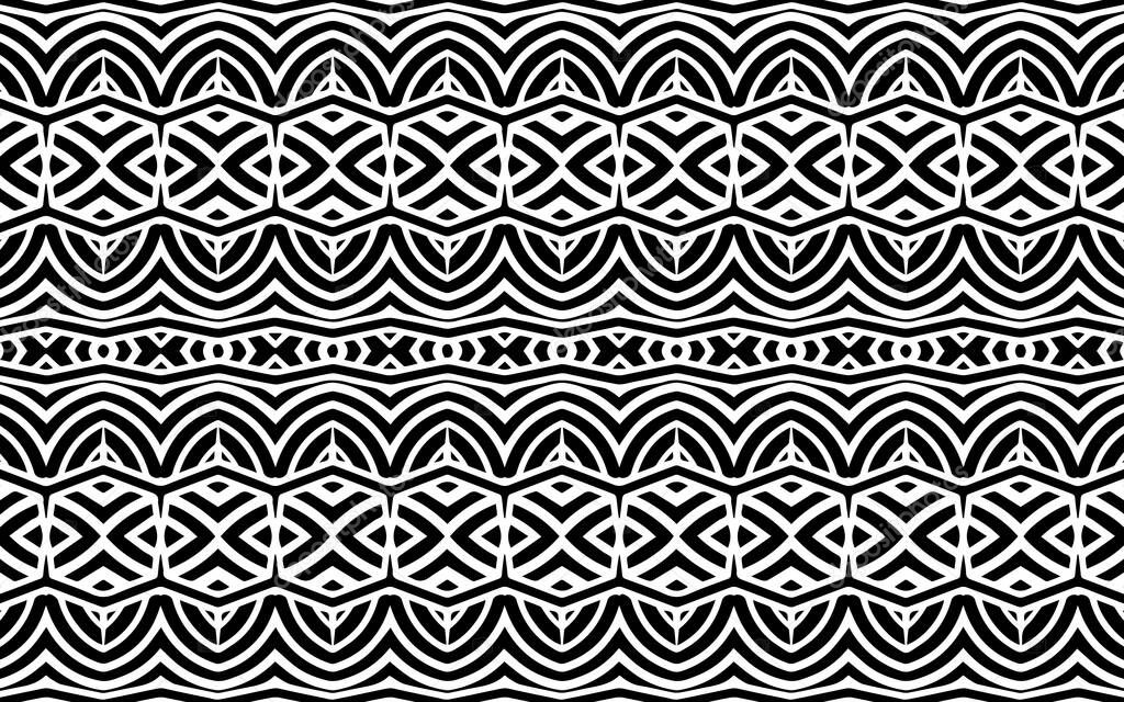 Ethnic geometric pattern for design and decor. Vector graphics in black and white.