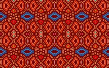 Renkli bir palette Afrikalı, Meksikalı, Yerli Amerikan baskısı tarzında etnik geometrik arka plan. Tasarım ve dekorasyon için vektör grafikleri.