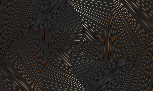 Geometrik şekillerin soyut arkaplan deseni, hatlarla ilgili altın çizgiler. Siyah arkaplanda vektör grafikleri.