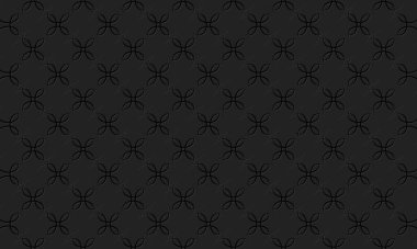 Soyut geometrik şekillerin ve çıkıntılı kıvrımların şık arka plan deseni. Siyah arkaplanda vektör grafikleri.